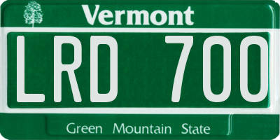 VT license plate LRD700
