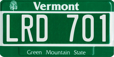 VT license plate LRD701