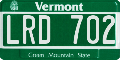 VT license plate LRD702