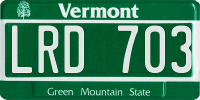 VT license plate LRD703