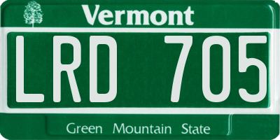 VT license plate LRD705