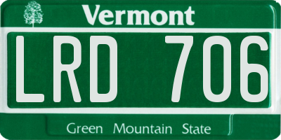 VT license plate LRD706