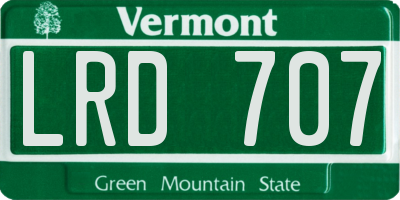 VT license plate LRD707