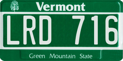 VT license plate LRD716