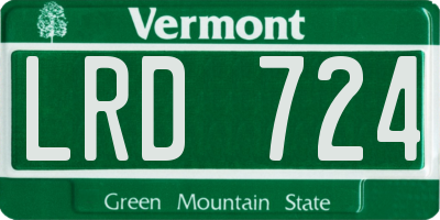 VT license plate LRD724
