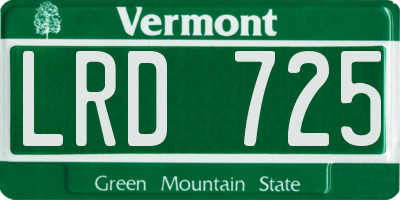 VT license plate LRD725