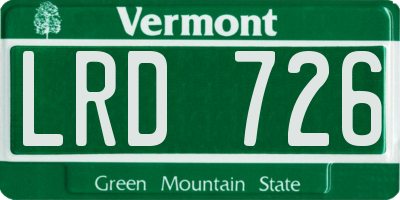 VT license plate LRD726
