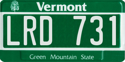 VT license plate LRD731