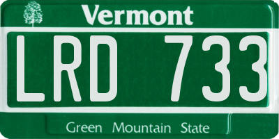 VT license plate LRD733