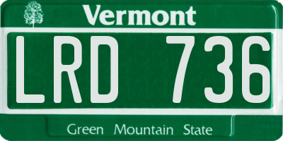 VT license plate LRD736
