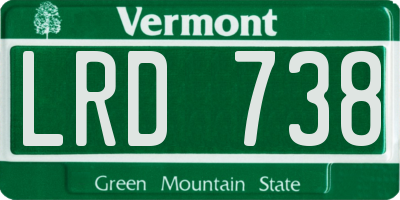 VT license plate LRD738