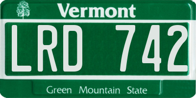 VT license plate LRD742