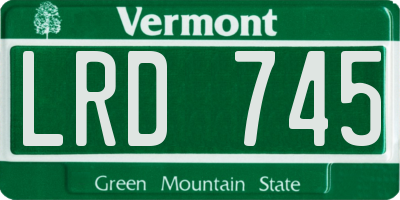 VT license plate LRD745