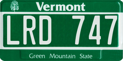 VT license plate LRD747