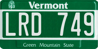 VT license plate LRD749
