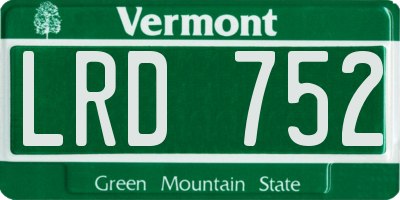 VT license plate LRD752