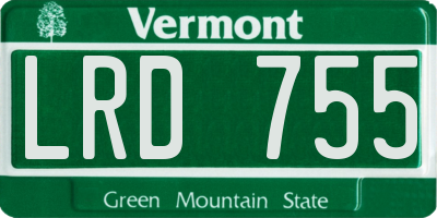 VT license plate LRD755