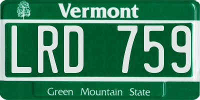 VT license plate LRD759