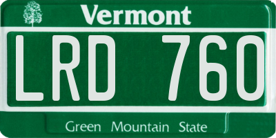 VT license plate LRD760