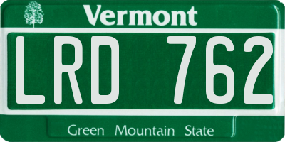 VT license plate LRD762