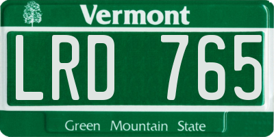 VT license plate LRD765