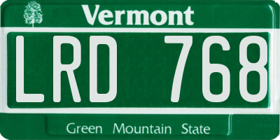 VT license plate LRD768