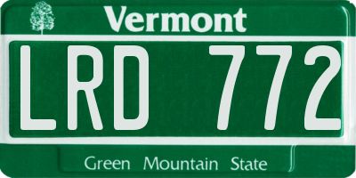 VT license plate LRD772