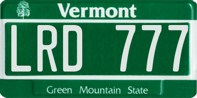 VT license plate LRD777