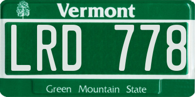 VT license plate LRD778
