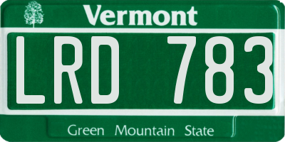 VT license plate LRD783