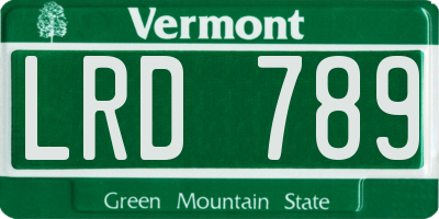 VT license plate LRD789