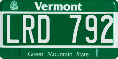 VT license plate LRD792