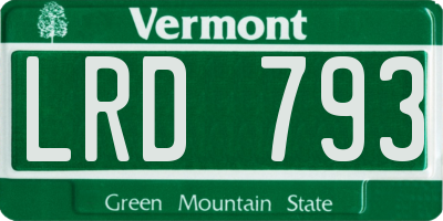 VT license plate LRD793