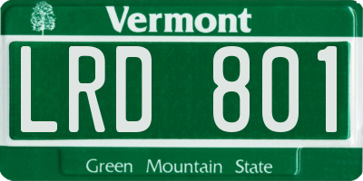 VT license plate LRD801