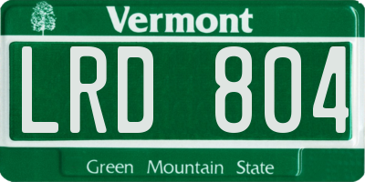 VT license plate LRD804