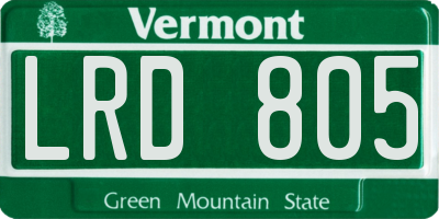 VT license plate LRD805