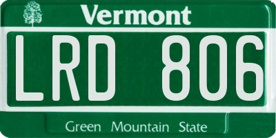 VT license plate LRD806