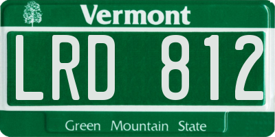 VT license plate LRD812