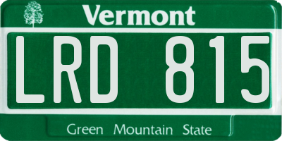 VT license plate LRD815
