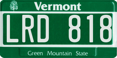 VT license plate LRD818