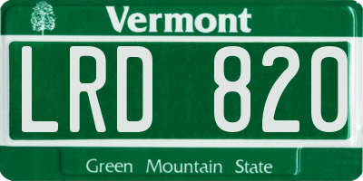 VT license plate LRD820