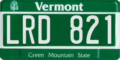 VT license plate LRD821