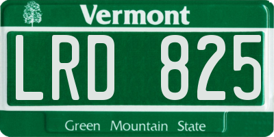 VT license plate LRD825