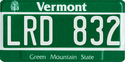 VT license plate LRD832