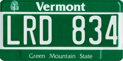 VT license plate LRD834