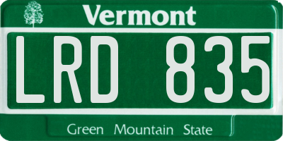 VT license plate LRD835