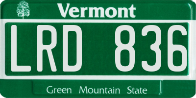 VT license plate LRD836