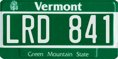 VT license plate LRD841