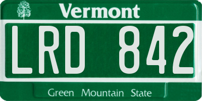 VT license plate LRD842