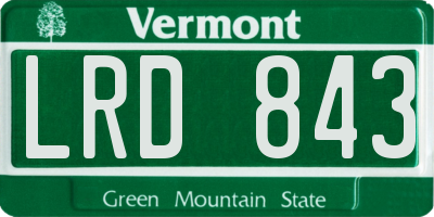 VT license plate LRD843